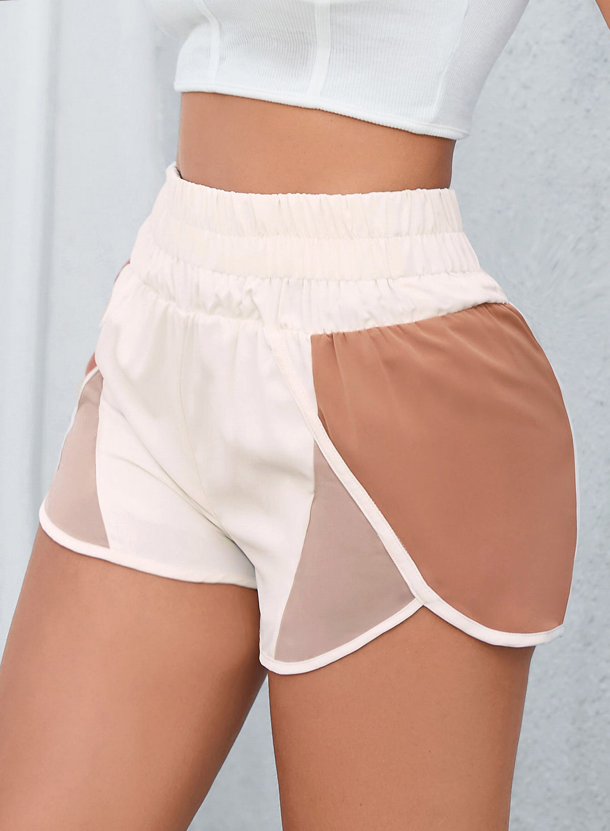 Apricot Color Block Split High Waist Shorts