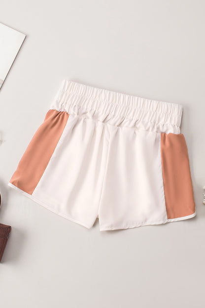 Apricot Color Block Split High Waist Shorts