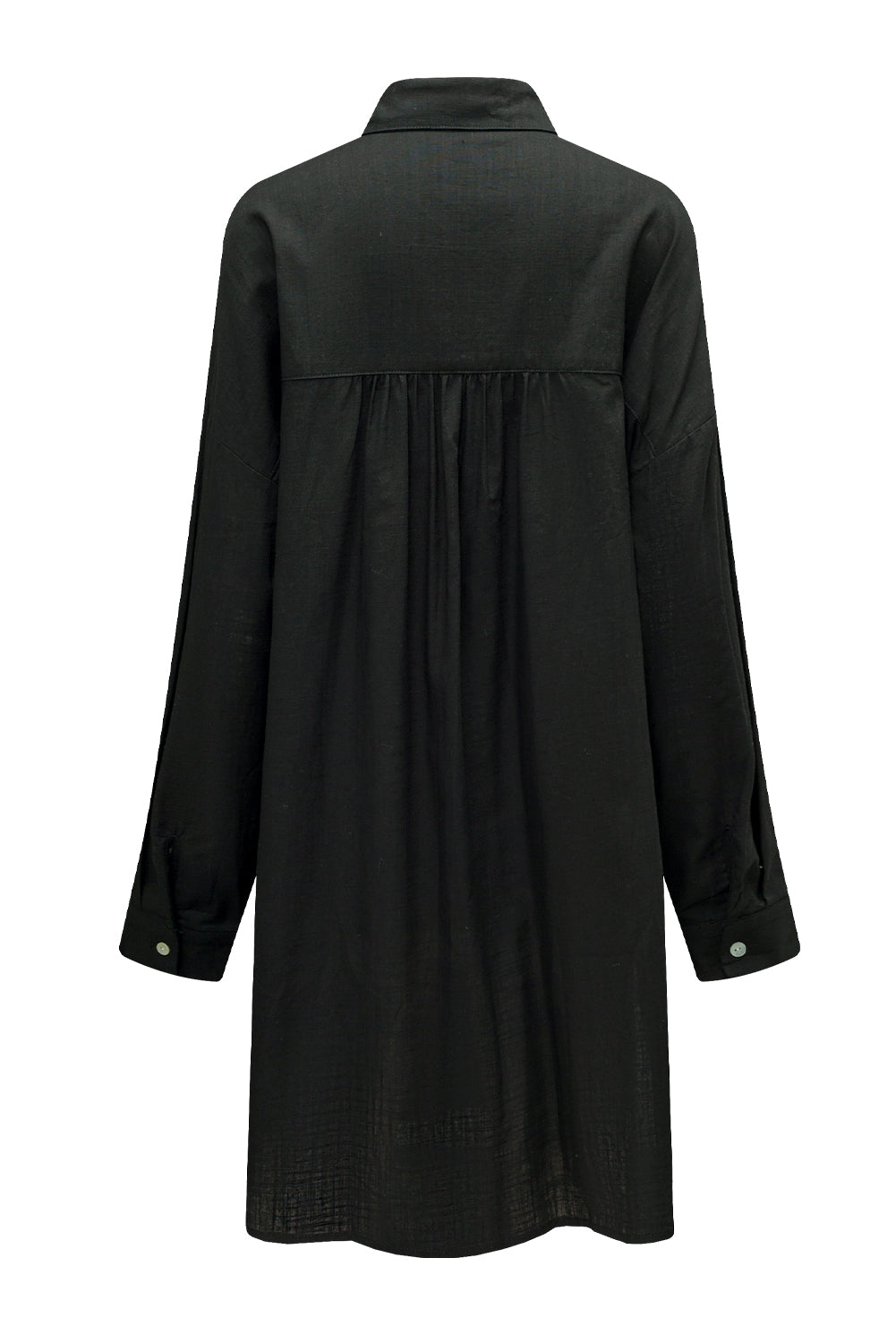 Black Lightweight Shirt Style Beach Cover Up