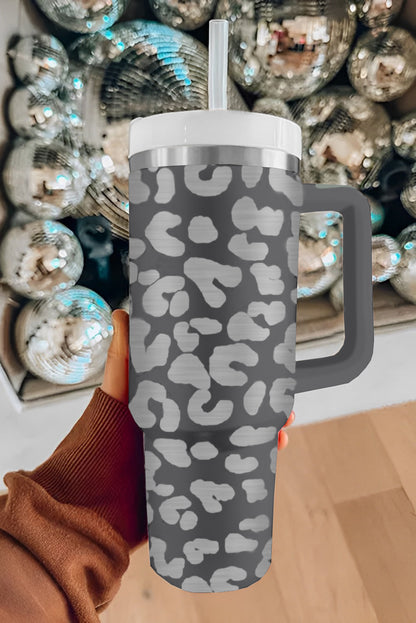 Gray Leopard Print 40OZ Stainless Steel Portable Cup with Handle