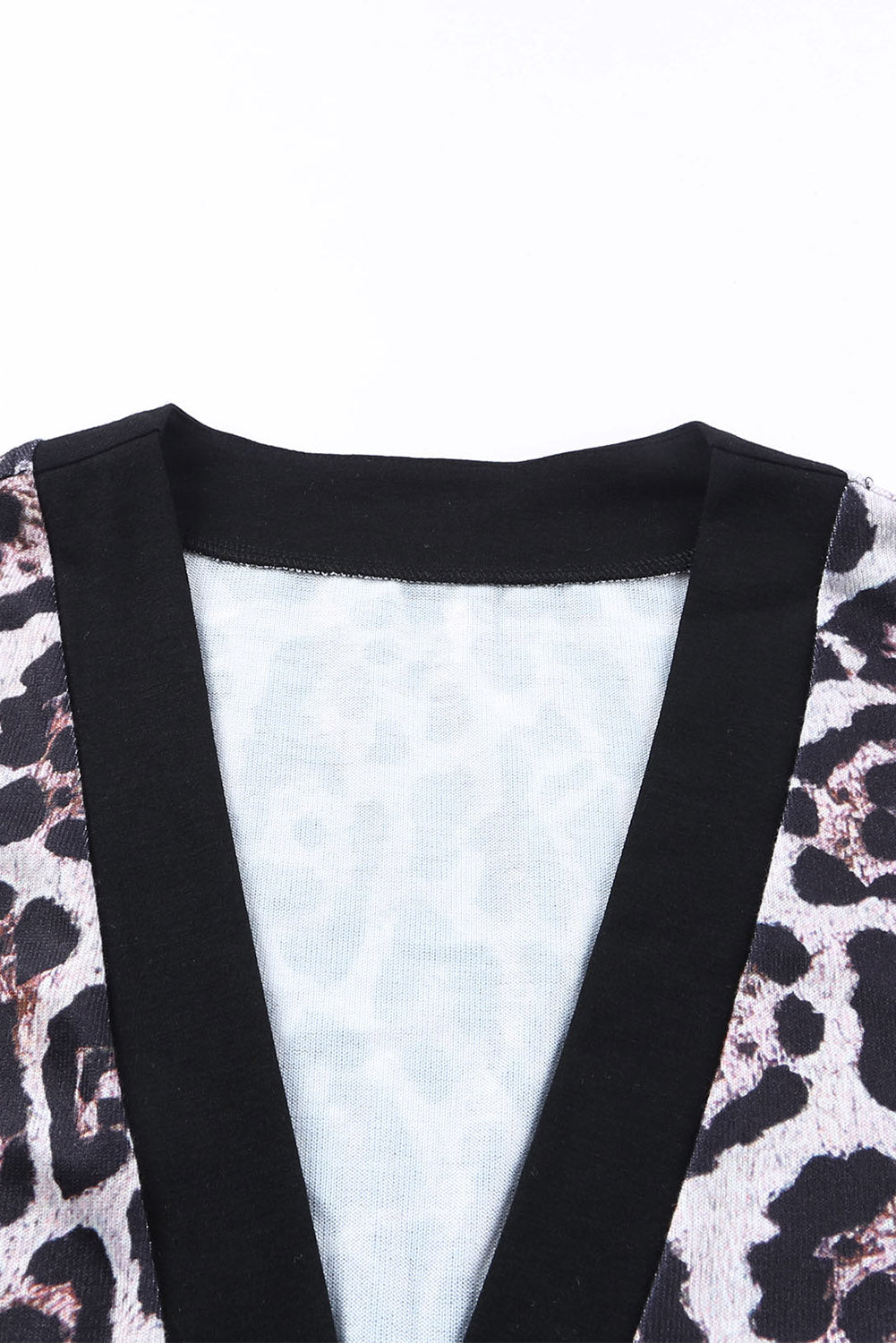 Black Leopard Detail Plus Size Cardigan