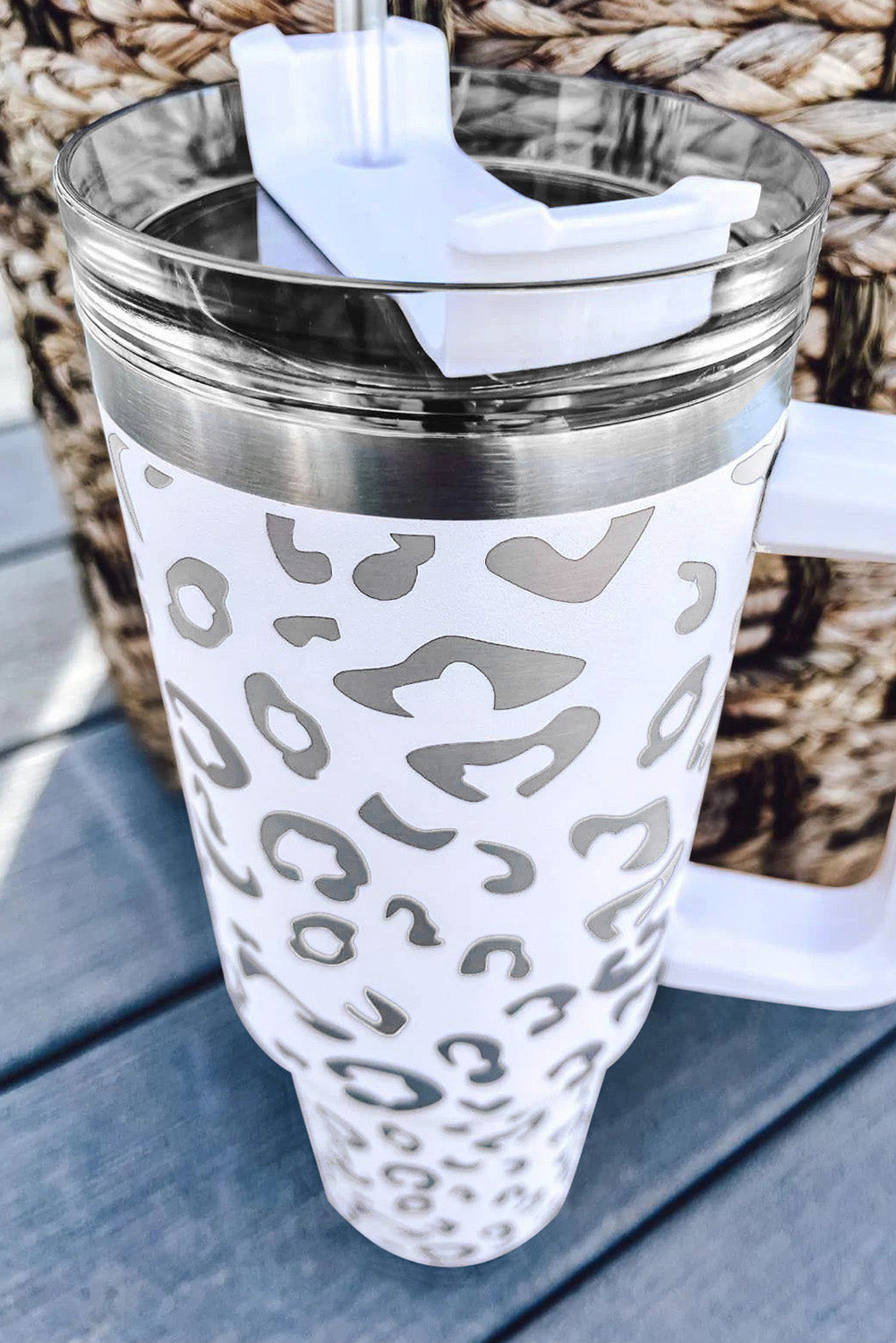 White Leopard Spotted 304 Stainless Double Insulated Cup 40oz