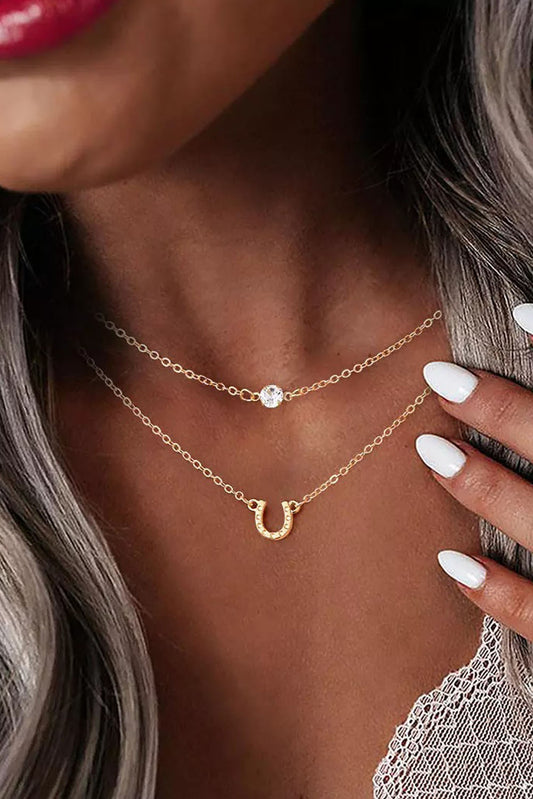 Gold Horseshoe Layered Chopped Necklace