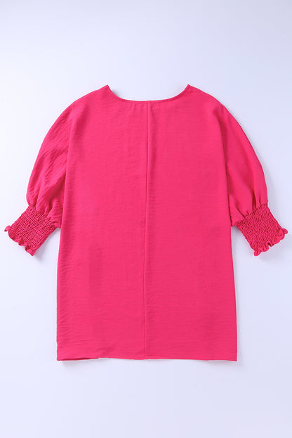 Rose Smocked Wrist Shift Top