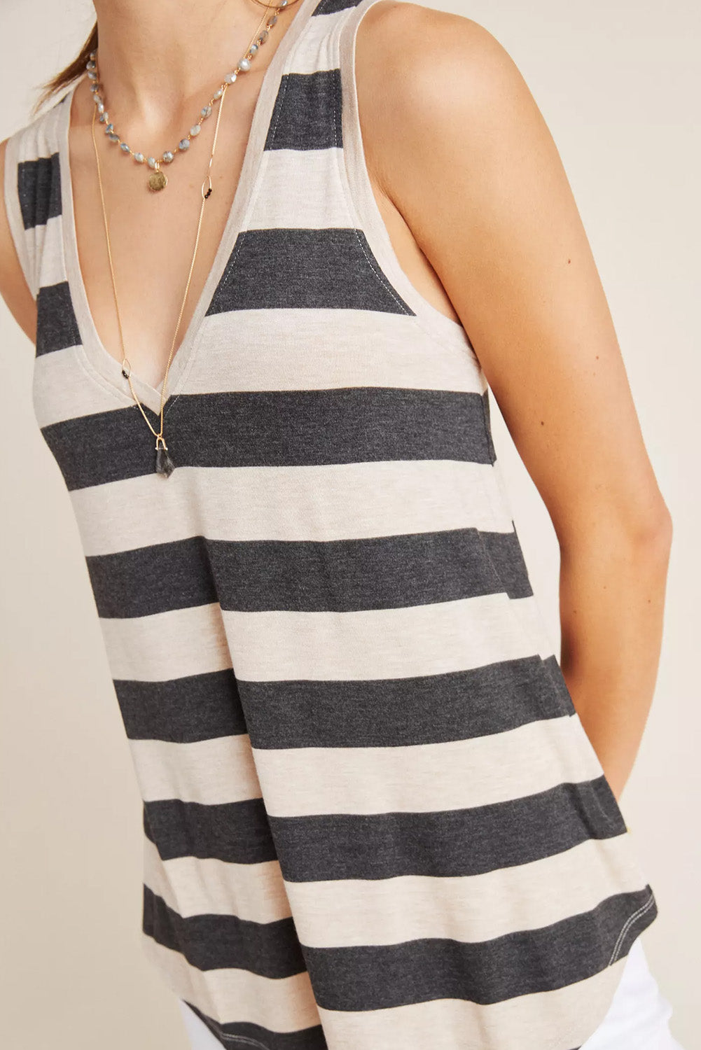 Striped V Neck Tank Top