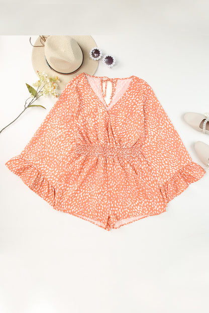 Orange Animal Spotted Print Romper