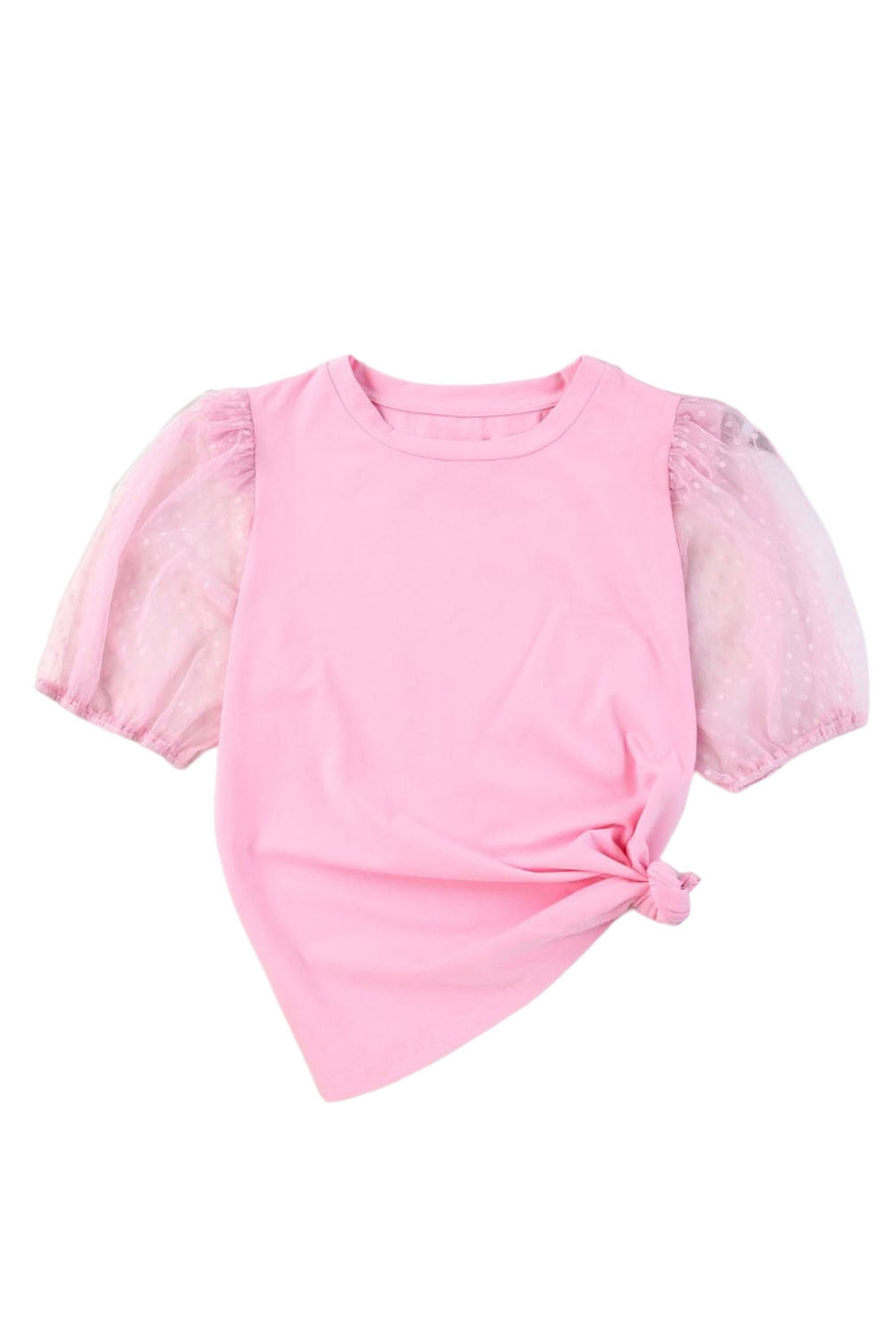 Pink Tulle Puff Sleeve Top