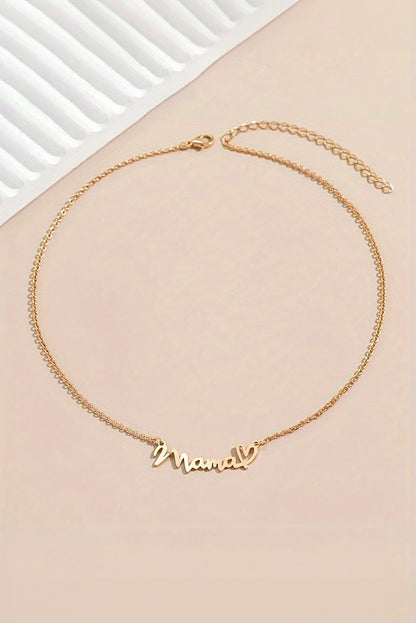 Gold mama Heart Pendant Chain Necklace